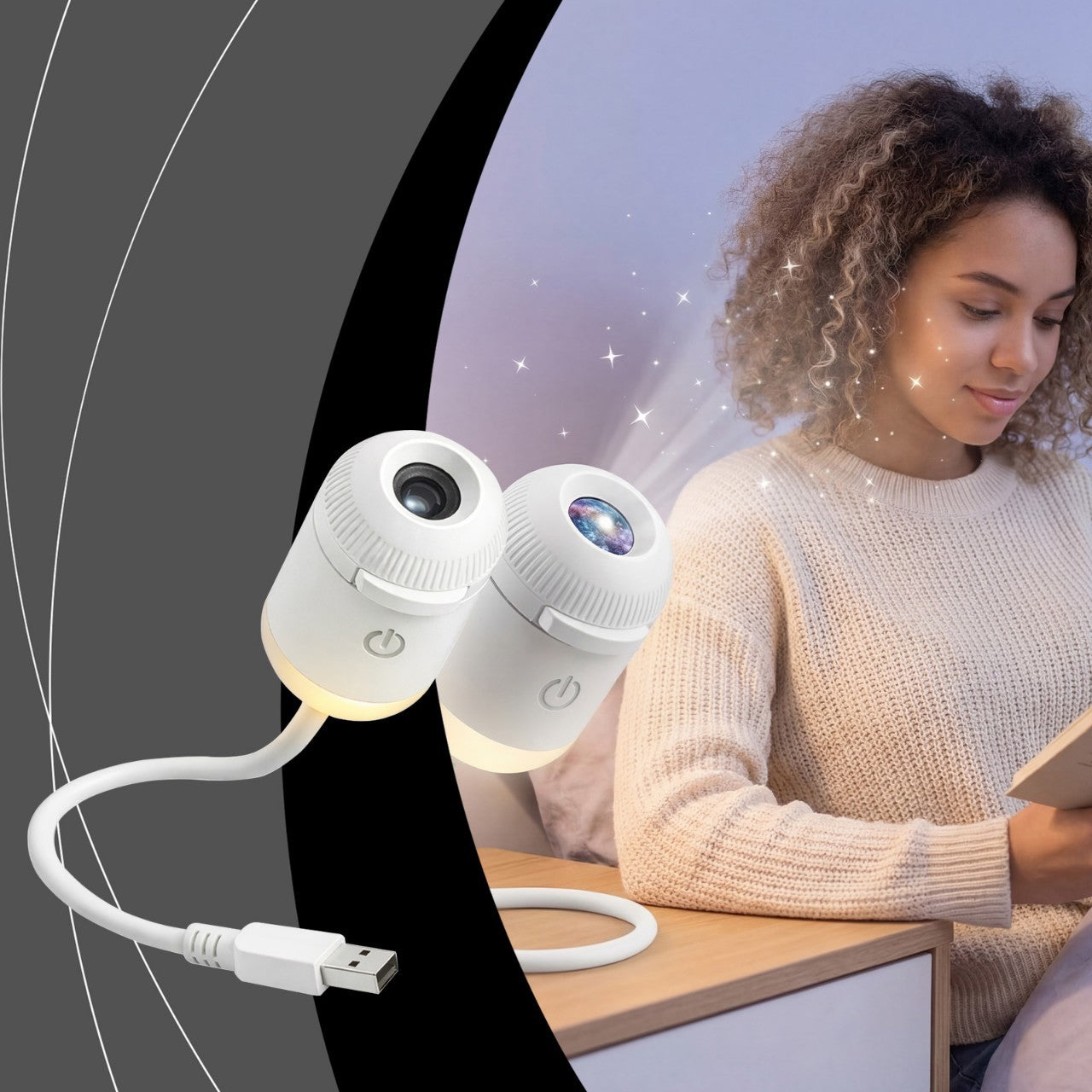 Projection Night Light - USB Powered Starry Sky Lamp for Bedroom Nursery Ambient Lighting - TrendyPrime