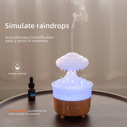 Rain Cloud Night Light Humidifier With Raining Water Drop Sound And 7 Color Led Light Essential Oil Diffuser Aromatherapy - TrendyPrime
