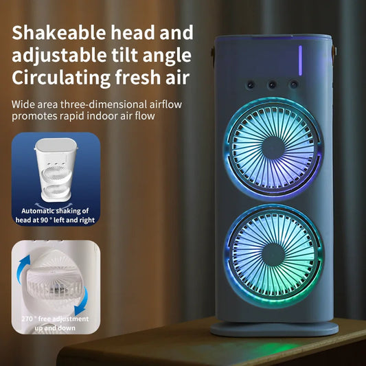 Double-ended Spray Fan Portable Humidifier Fan Air Conditioner Household Small Air Cooler Hydrocooling Portable Air Adjustment - TrendyPrime