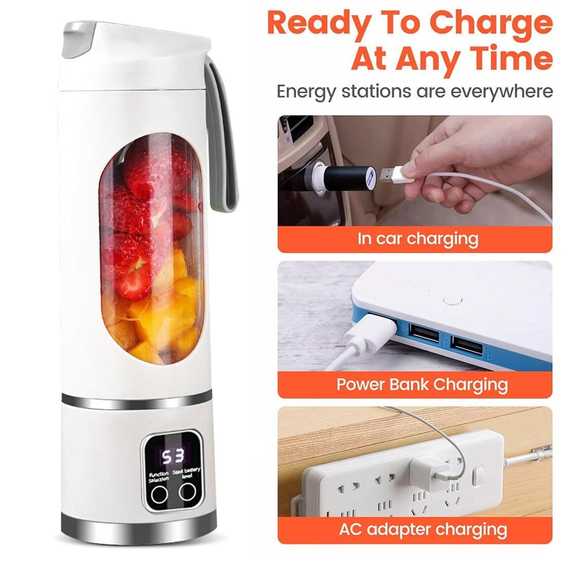 Portable USB Rechargeable Juicer Cup Electric Mixer Blender Smoothie Maker 450ml - TrendyPrime