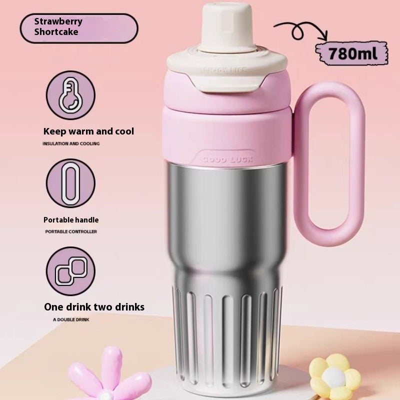 780ml Gradient Double Drink Thermal Cup Stainless Steel With Lid Coffee Cup Thermos Large Capacity Straw Cup For Male And Female - TrendyPrime