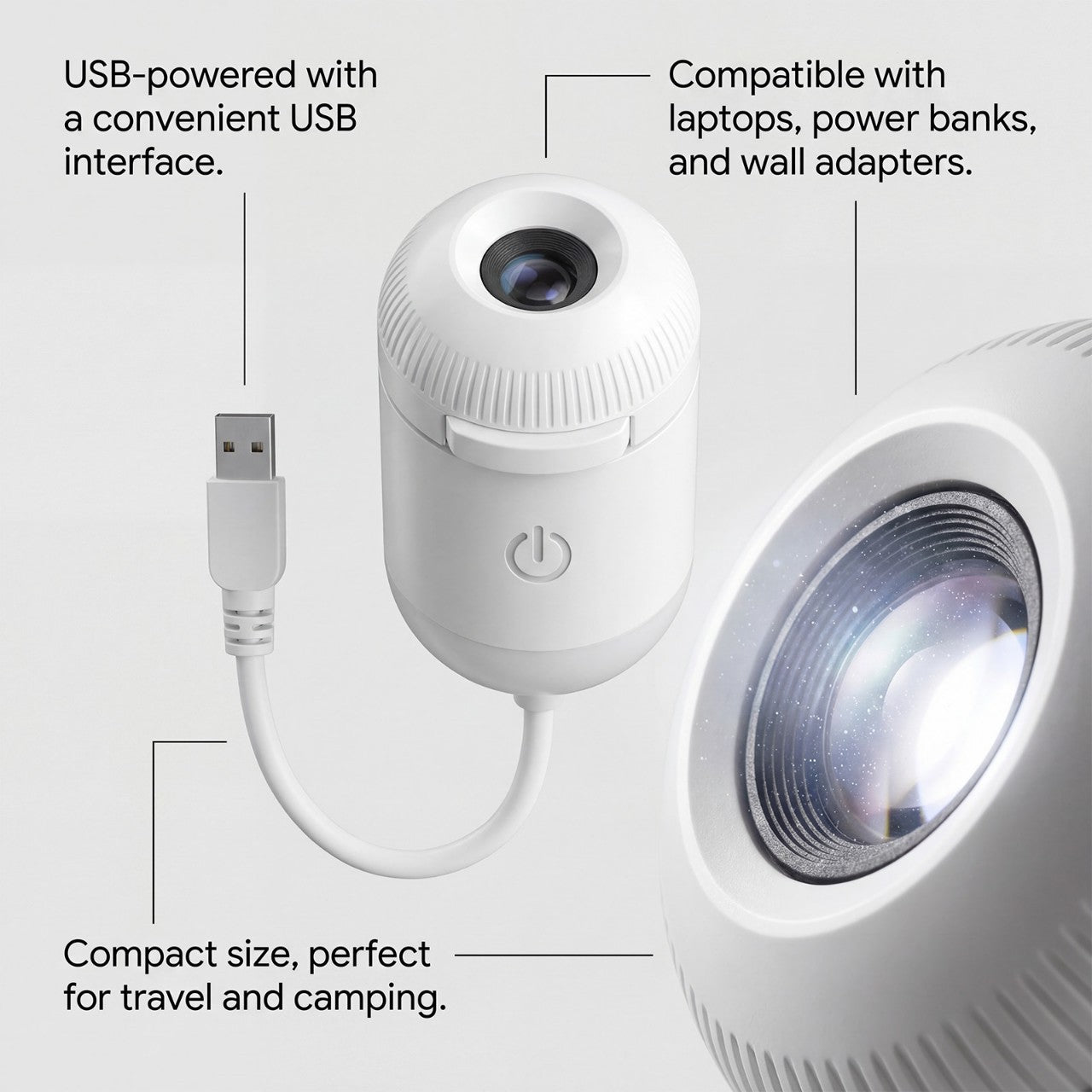 Projection Night Light - USB Powered Starry Sky Lamp for Bedroom Nursery Ambient Lighting - TrendyPrime