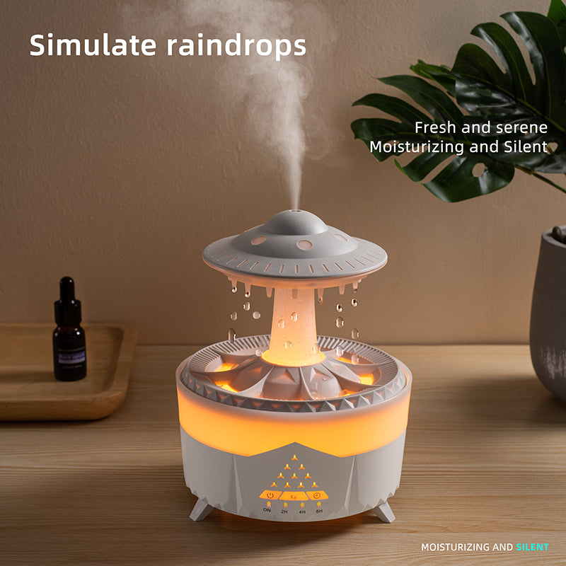 Raining Humidifier UFO Raindrop Aromatherapy Ultrasonic Water Drop Air Rain Humidifier 350ml 7 Colors LED Lamp Raindrop Aroma Diffuser - TrendyPrime