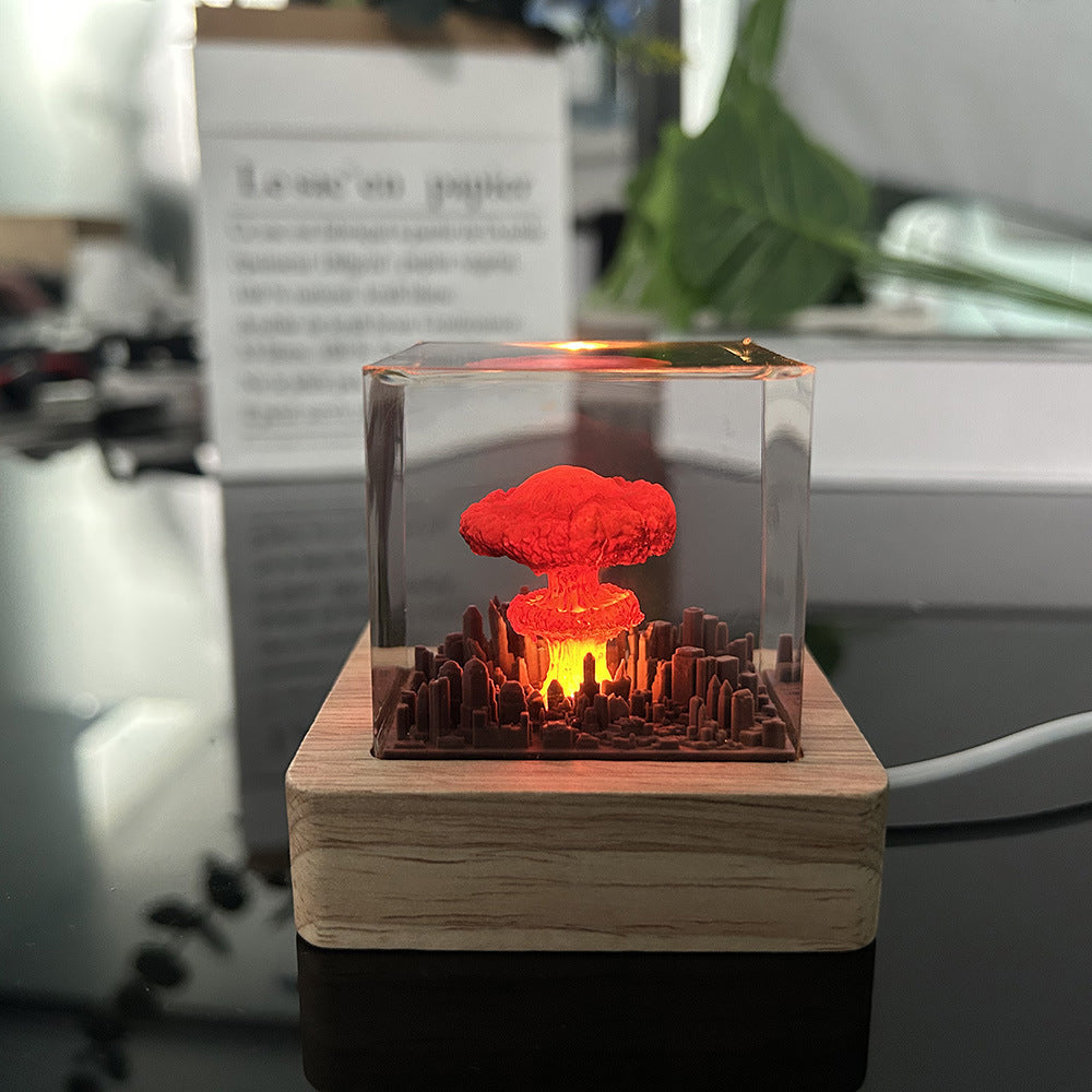 Handmade Resin Atomic Bomb Explosion Mushroom Cloud Small Night Lamp Ornaments - TrendyPrime