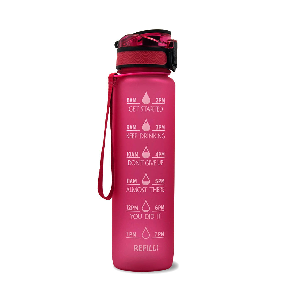 1L Tritan Water Bottle With Time Marker Bounce Cover Motivational Water Bottle Cycling Leakproof Cup For Sports Fitness Bottles - TrendyPrime