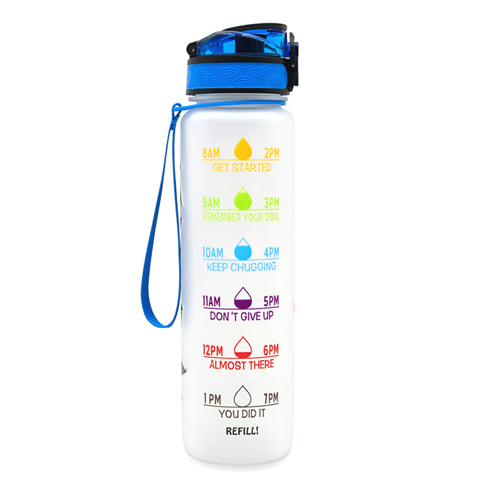 1L Tritan Water Bottle With Time Marker Bounce Cover Motivational Water Bottle Cycling Leakproof Cup For Sports Fitness Bottles - TrendyPrime