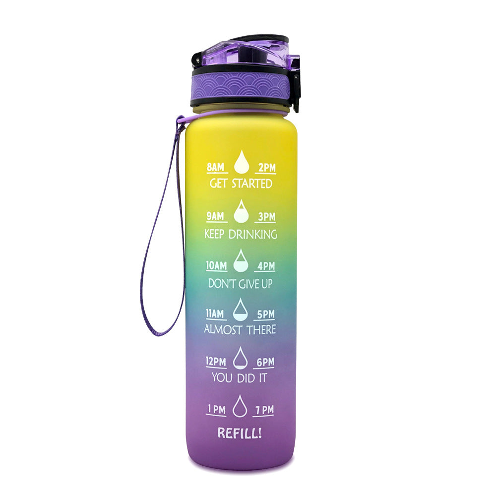 1L Tritan Water Bottle With Time Marker Bounce Cover Motivational Water Bottle Cycling Leakproof Cup For Sports Fitness Bottles - TrendyPrime