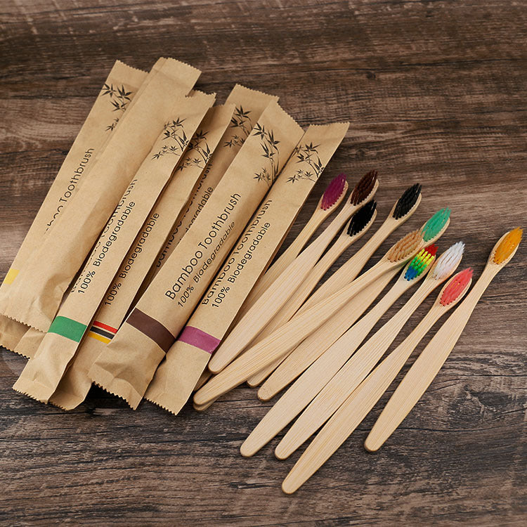 10Pcs Colorful Toothbrush Natural Bamboo Tooth Brush Set Soft Bristle Charcoal Teeth Eco Bamboo Toothbrushes Dental Oral Care - TrendyPrime