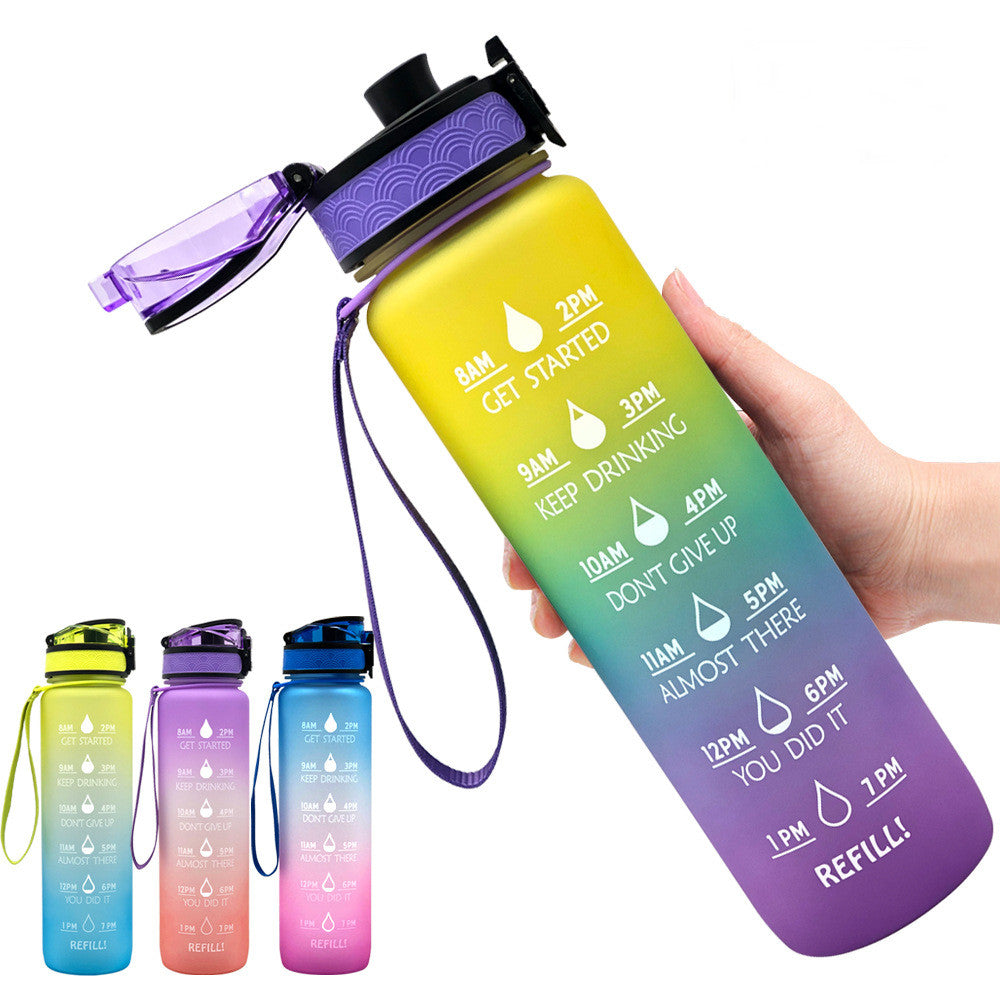 1L Tritan Water Bottle With Time Marker Bounce Cover Motivational Water Bottle Cycling Leakproof Cup For Sports Fitness Bottles - TrendyPrime