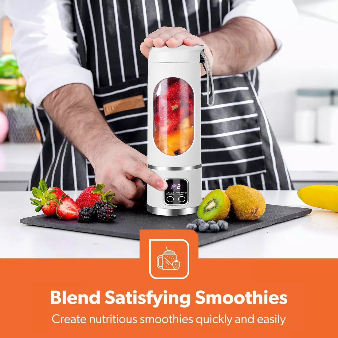 Portable USB Rechargeable Juicer Cup Electric Mixer Blender Smoothie Maker 450ml - TrendyPrime