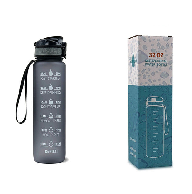 1L Tritan Water Bottle With Time Marker Bounce Cover Motivational Water Bottle Cycling Leakproof Cup For Sports Fitness Bottles - TrendyPrime
