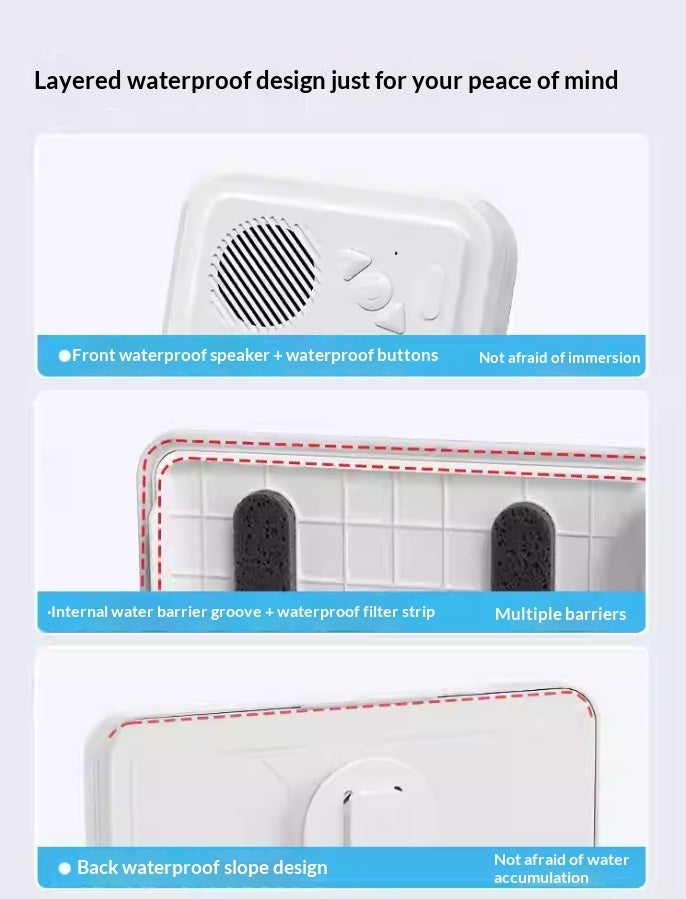 Bathroom Waterproof Mobile Phone Box Bluetooth Speaker Audio Bath TV Stand Mobile Phone Holder 360 Degree Rotation Touch Screen - TrendyPrime
