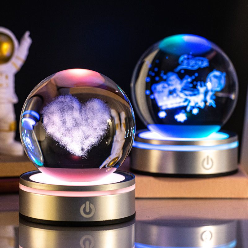 Creative 3D Inner Carving Luminous Crystal Ball Colorful Gradient Small Night Lamp Home Decorations Gifts Selection - TrendyPrime