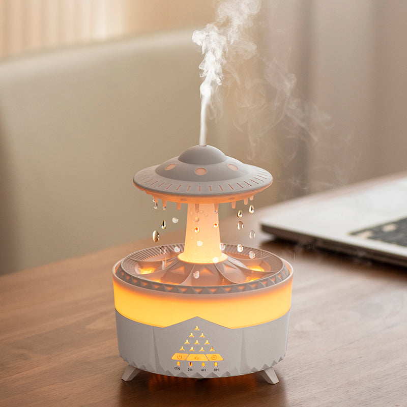 Raining Humidifier UFO Raindrop Aromatherapy Ultrasonic Water Drop Air Rain Humidifier 350ml 7 Colors LED Lamp Raindrop Aroma Diffuser - TrendyPrime