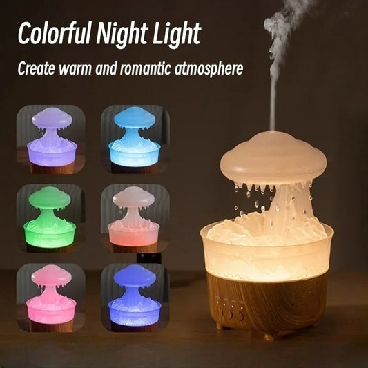 Rain Cloud Night Light Humidifier With Raining Water Drop Sound And 7 Color Led Light Essential Oil Diffuser Aromatherapy - TrendyPrime