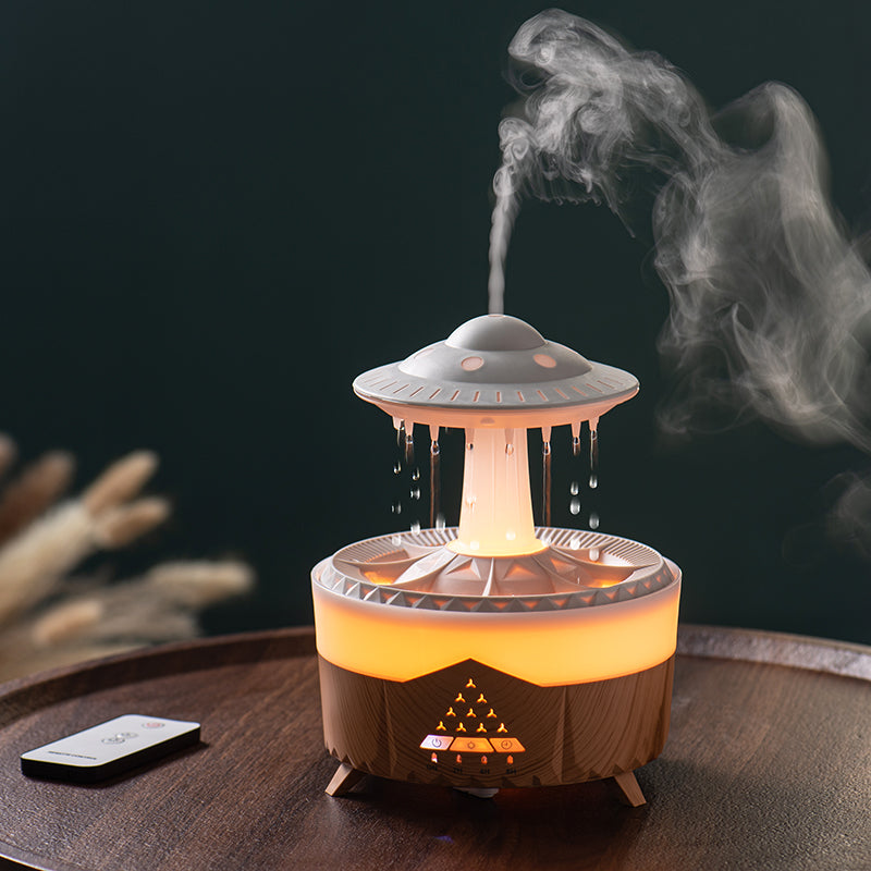 Raining Humidifier UFO Raindrop Aromatherapy Ultrasonic Water Drop Air Rain Humidifier 350ml 7 Colors LED Lamp Raindrop Aroma Diffuser - TrendyPrime