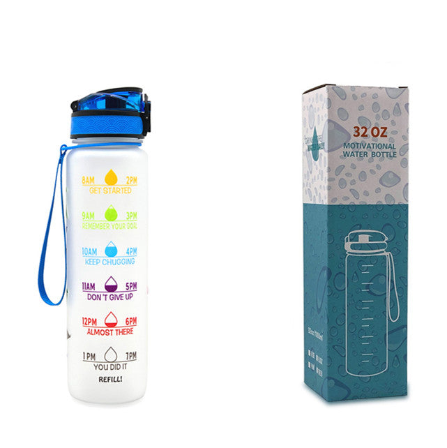 1L Tritan Water Bottle With Time Marker Bounce Cover Motivational Water Bottle Cycling Leakproof Cup For Sports Fitness Bottles - TrendyPrime