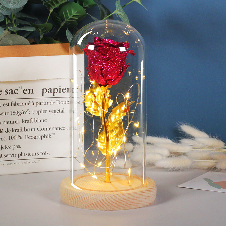 Valentines Day Gift  For Girlfriend Eternal Rose Flowers LED Light In Glass Cover Day Wedding Decoration Favors Mother Day Female Gift  Gift - TrendyPrime