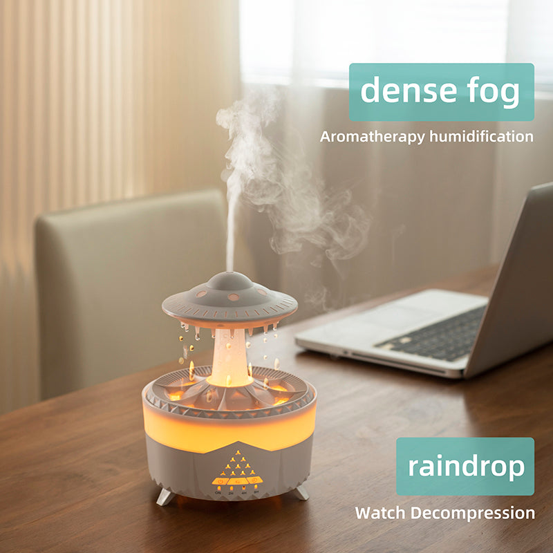 Raining Humidifier UFO Raindrop Aromatherapy Ultrasonic Water Drop Air Rain Humidifier 350ml 7 Colors LED Lamp Raindrop Aroma Diffuser - TrendyPrime