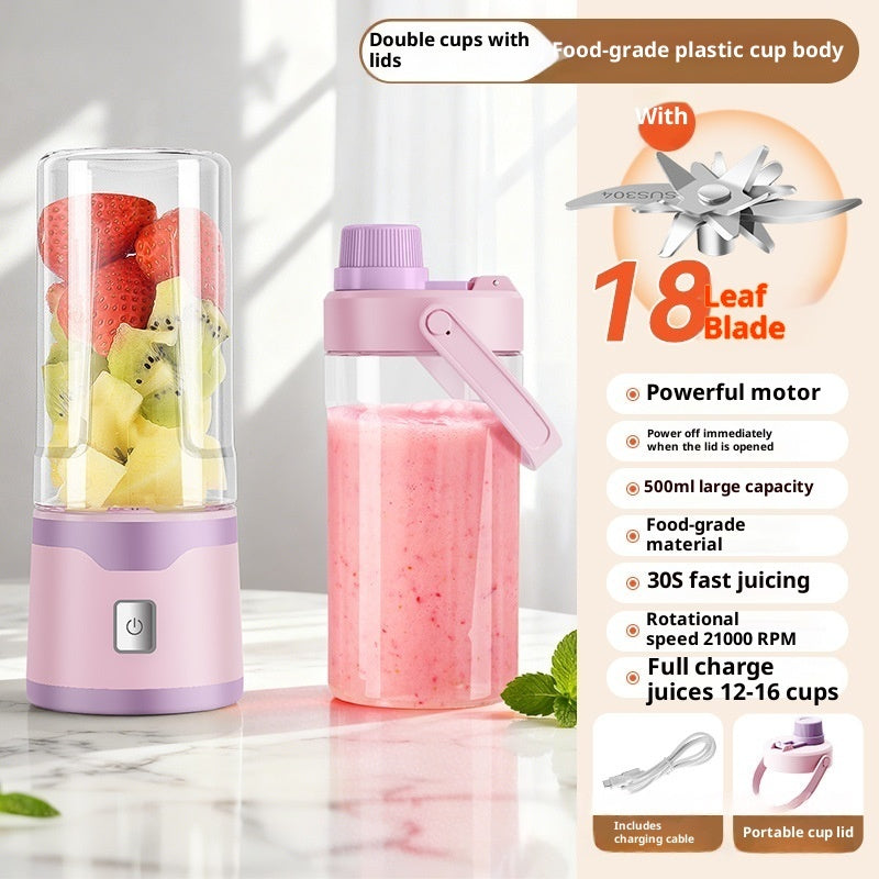 Multifunctional Rechargeable Electric USB Juicer Cup Double Cup Handheld Mixer Cup 500 ML Blending Juice Cup Outdoor - TrendyPrime