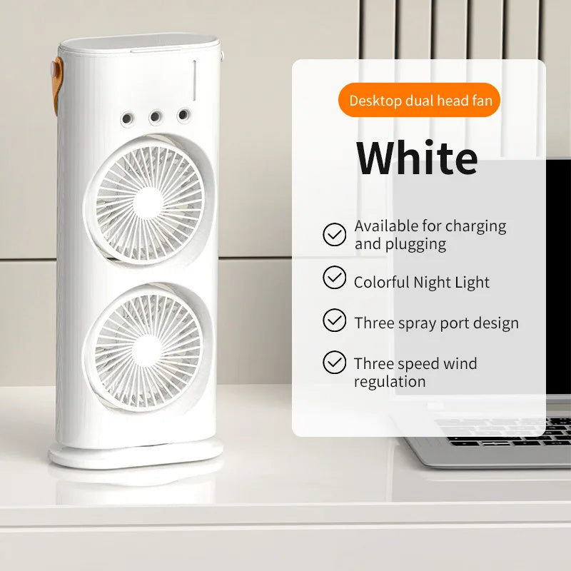 Double-ended Spray Fan Portable Humidifier Fan Air Conditioner Household Small Air Cooler Hydrocooling Portable Air Adjustment - TrendyPrime