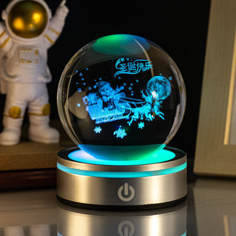 Creative 3D Inner Carving Luminous Crystal Ball Colorful Gradient Small Night Lamp Home Decorations Gifts Selection - TrendyPrime