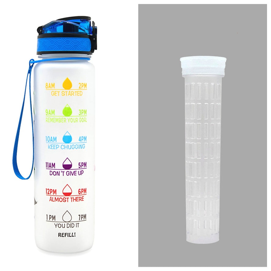 1L Tritan Water Bottle With Time Marker Bounce Cover Motivational Water Bottle Cycling Leakproof Cup For Sports Fitness Bottles - TrendyPrime