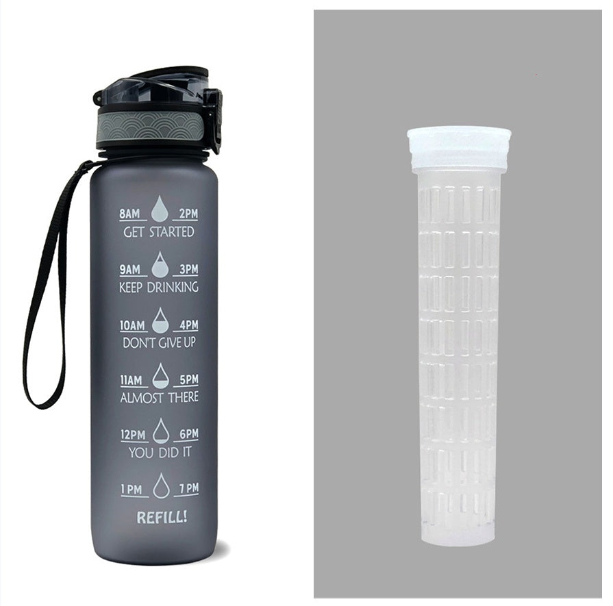 1L Tritan Water Bottle With Time Marker Bounce Cover Motivational Water Bottle Cycling Leakproof Cup For Sports Fitness Bottles - TrendyPrime