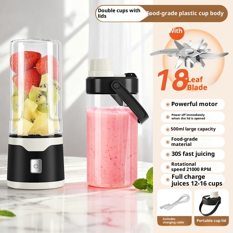 Multifunctional Rechargeable Electric USB Juicer Cup Double Cup Handheld Mixer Cup 500 ML Blending Juice Cup Outdoor - TrendyPrime