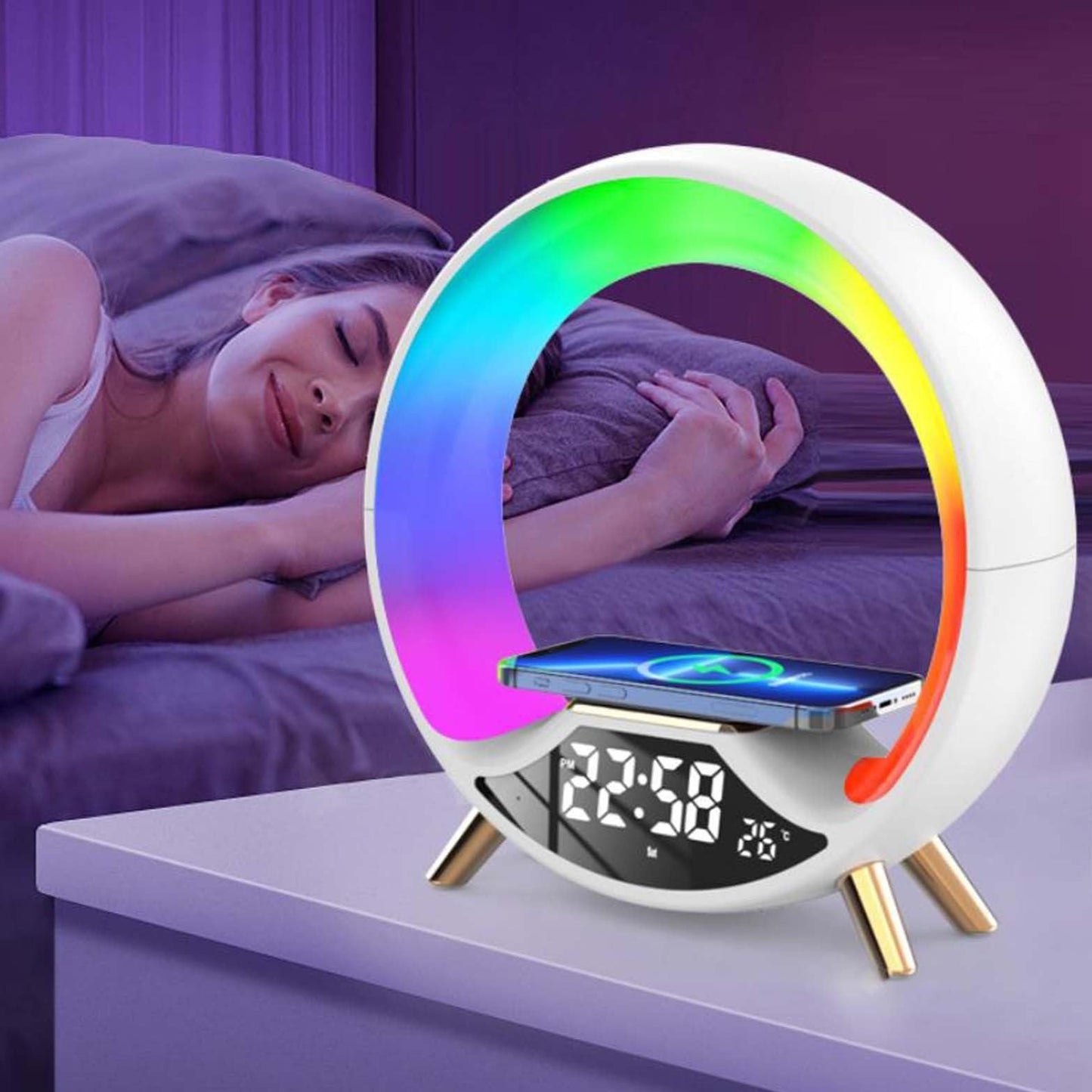 O Light Three In One Wireless Charging Multifunctional Bluetooth Speaker Night Light - TrendyPrime