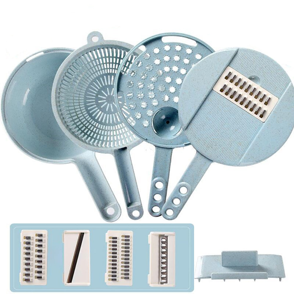 8 In 1 Mandoline Slicer Vegetable Slicer Potato Peeler Carrot Onion Grater With Strainer Vegetable Cutter Kitchen Accessories - TrendyPrime
