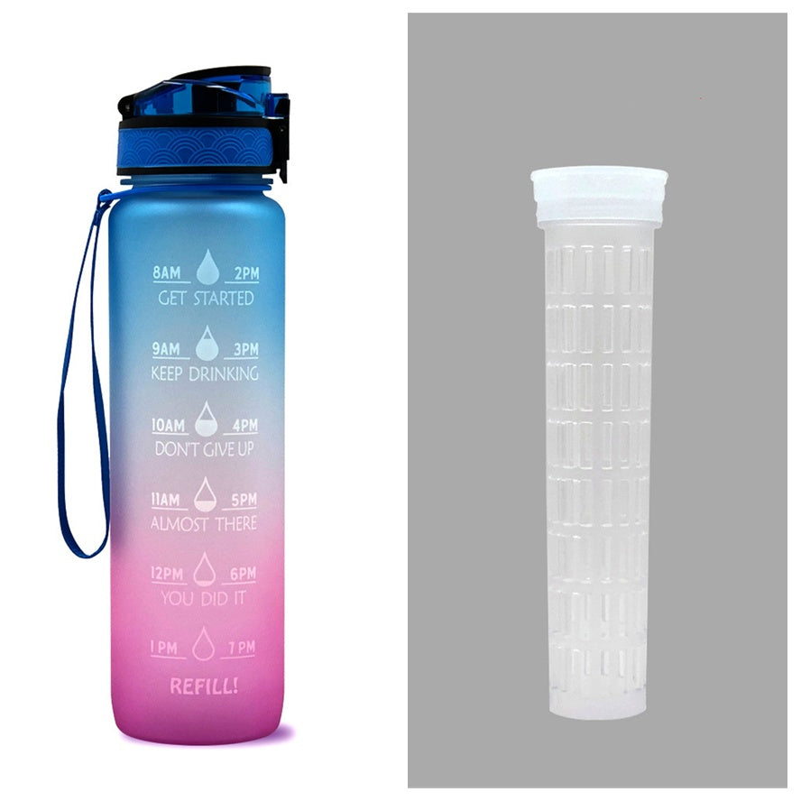1L Tritan Water Bottle With Time Marker Bounce Cover Motivational Water Bottle Cycling Leakproof Cup For Sports Fitness Bottles - TrendyPrime