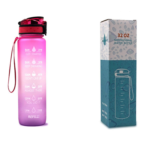1L Tritan Water Bottle With Time Marker Bounce Cover Motivational Water Bottle Cycling Leakproof Cup For Sports Fitness Bottles - TrendyPrime