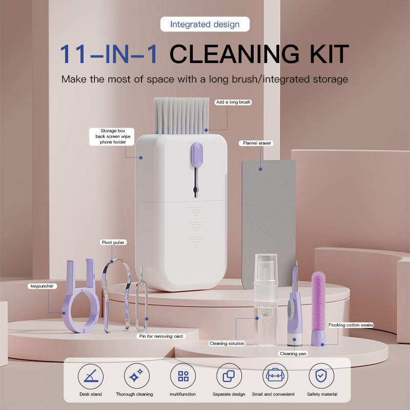 Portable 11 In 1 Multifunctional Cleaning Kit Computer Keyboard Cleaner Phone Screen Clean Tools Earphone Clean Brush With Storage Box - TrendyPrime