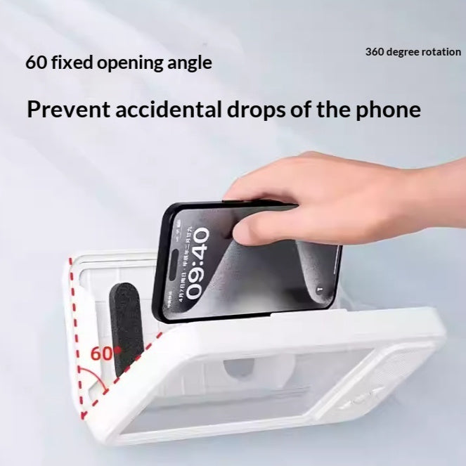 Bathroom Waterproof Mobile Phone Box Bluetooth Speaker Audio Bath TV Stand Mobile Phone Holder 360 Degree Rotation Touch Screen - TrendyPrime