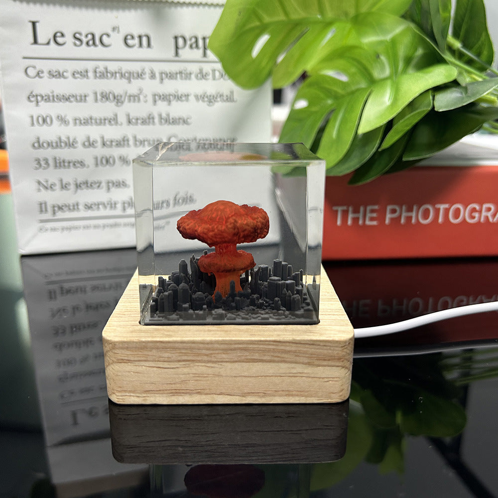 Handmade Resin Atomic Bomb Explosion Mushroom Cloud Small Night Lamp Ornaments - TrendyPrime