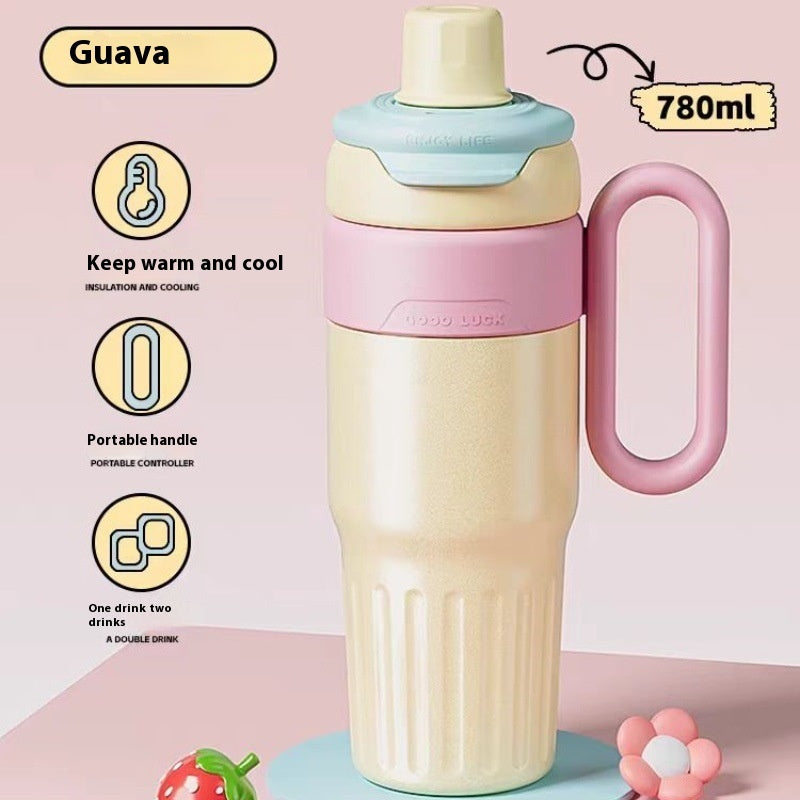 780ml Gradient Double Drink Thermal Cup Stainless Steel With Lid Coffee Cup Thermos Large Capacity Straw Cup For Male And Female - TrendyPrime