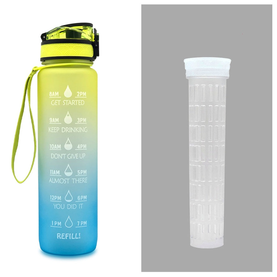 1L Tritan Water Bottle With Time Marker Bounce Cover Motivational Water Bottle Cycling Leakproof Cup For Sports Fitness Bottles - TrendyPrime