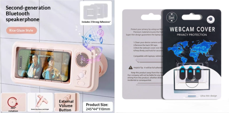 Bathroom Waterproof Mobile Phone Box Bluetooth Speaker Audio Bath TV Stand Mobile Phone Holder 360 Degree Rotation Touch Screen - TrendyPrime