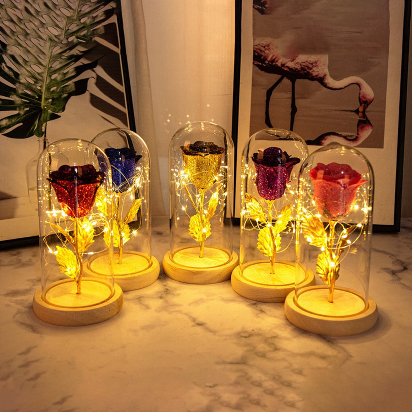 Valentines Day Gift  For Girlfriend Eternal Rose Flowers LED Light In Glass Cover Day Wedding Decoration Favors Mother Day Female Gift  Gift - TrendyPrime
