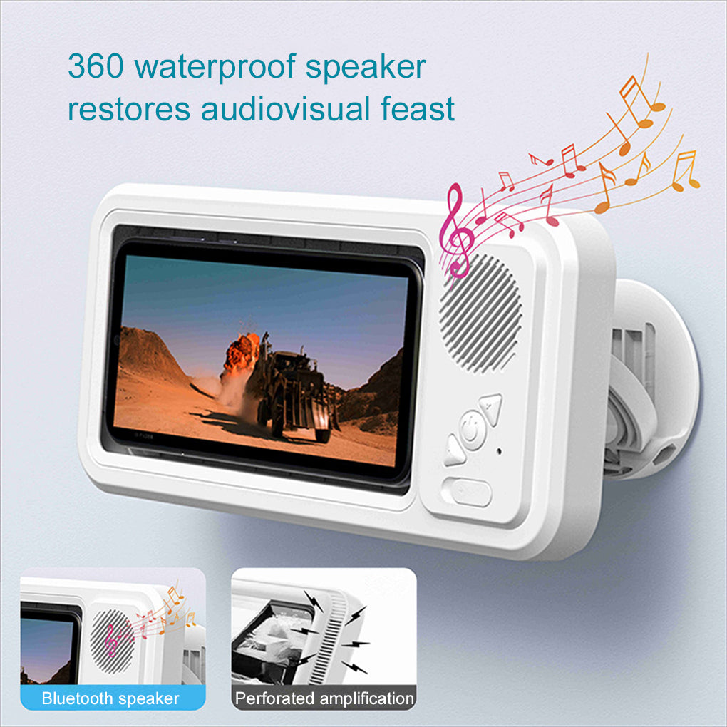 Bathroom Waterproof Mobile Phone Box Bluetooth Speaker Audio Bath TV Stand Mobile Phone Holder 360 Degree Rotation Touch Screen - TrendyPrime
