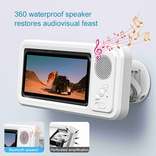 Bathroom Waterproof Mobile Phone Box Bluetooth Speaker Audio Bath TV Stand Mobile Phone Holder 360 Degree Rotation Touch Screen - TrendyPrime
