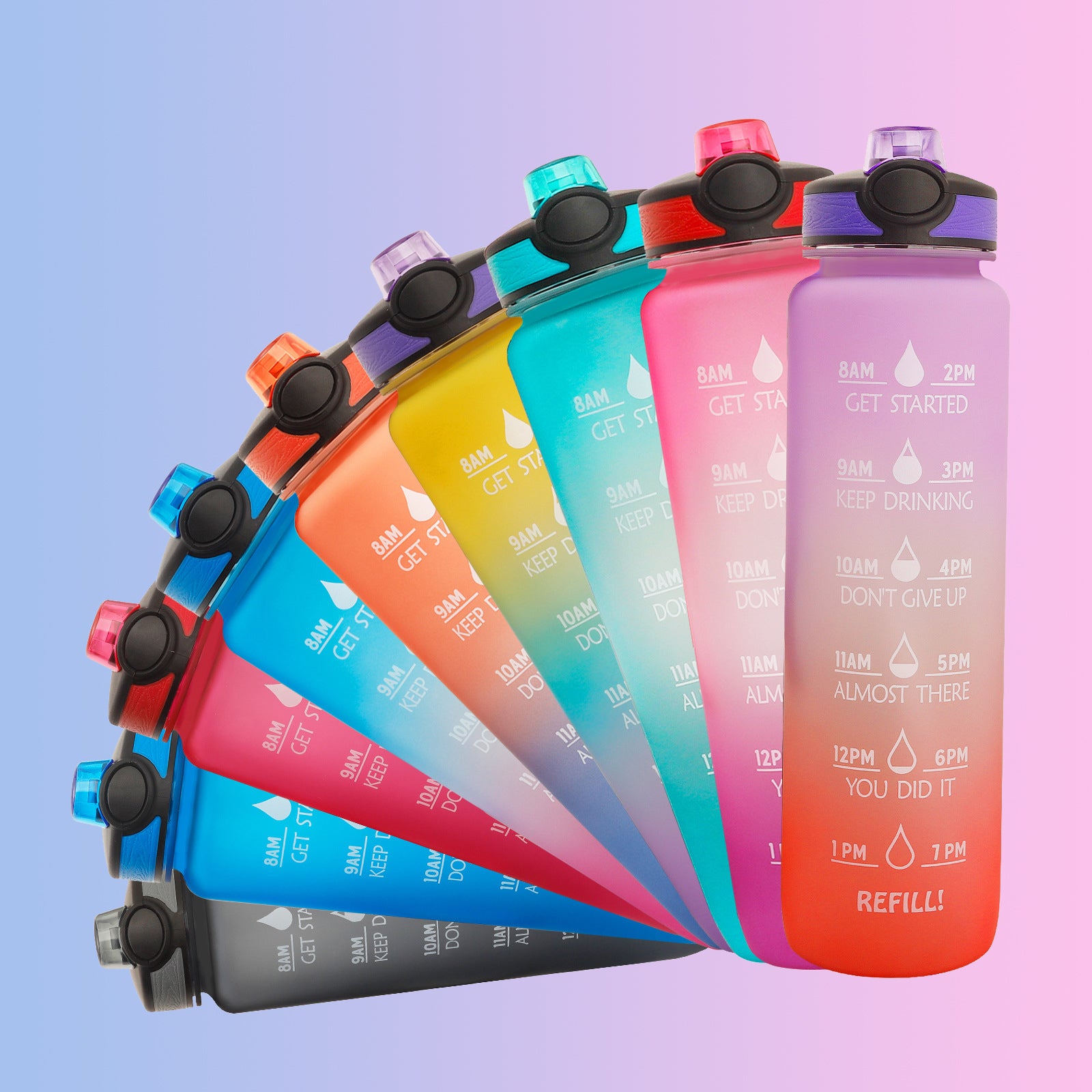 1L Tritan Water Bottle With Time Marker Bounce Cover Motivational Water Bottle Cycling Leakproof Cup For Sports Fitness Bottles - TrendyPrime