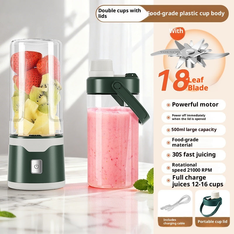 Multifunctional Rechargeable Electric USB Juicer Cup Double Cup Handheld Mixer Cup 500 ML Blending Juice Cup Outdoor - TrendyPrime