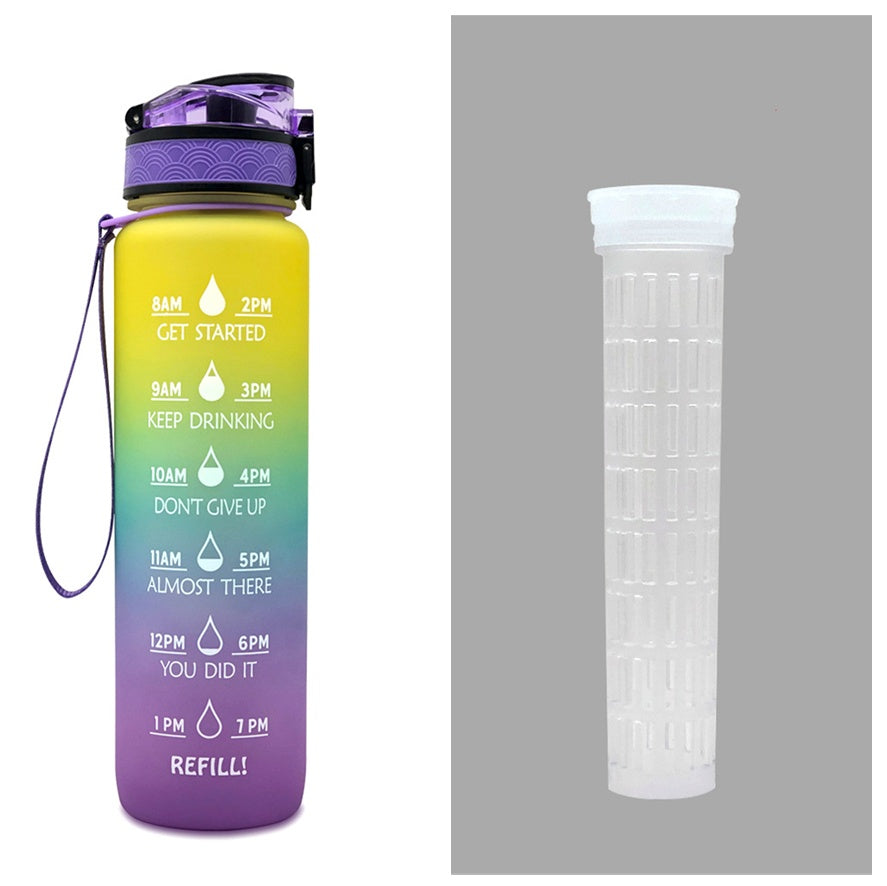 1L Tritan Water Bottle With Time Marker Bounce Cover Motivational Water Bottle Cycling Leakproof Cup For Sports Fitness Bottles - TrendyPrime
