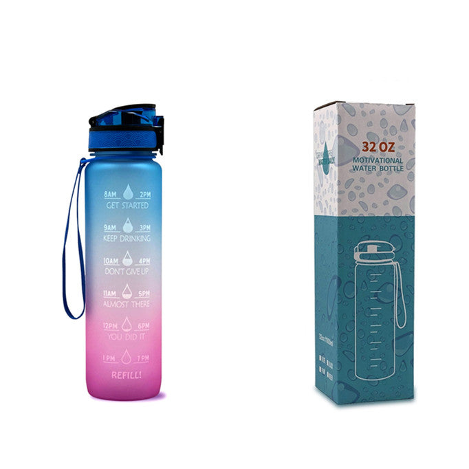 1L Tritan Water Bottle With Time Marker Bounce Cover Motivational Water Bottle Cycling Leakproof Cup For Sports Fitness Bottles - TrendyPrime