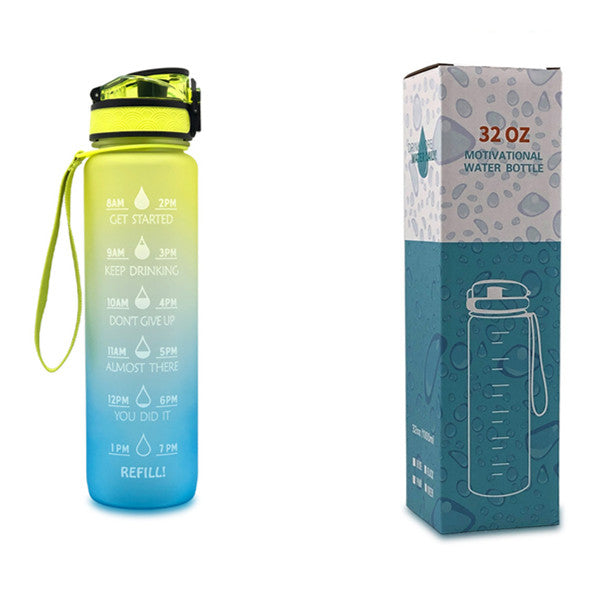 1L Tritan Water Bottle With Time Marker Bounce Cover Motivational Water Bottle Cycling Leakproof Cup For Sports Fitness Bottles - TrendyPrime