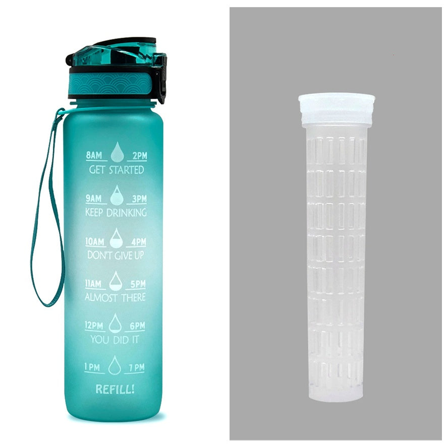 1L Tritan Water Bottle With Time Marker Bounce Cover Motivational Water Bottle Cycling Leakproof Cup For Sports Fitness Bottles - TrendyPrime