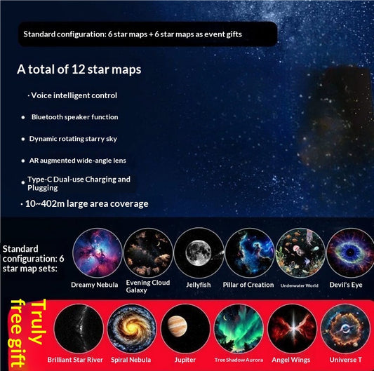 Projection Night Light - USB Powered Starry Sky Lamp for Bedroom Nursery Ambient Lighting - TrendyPrime