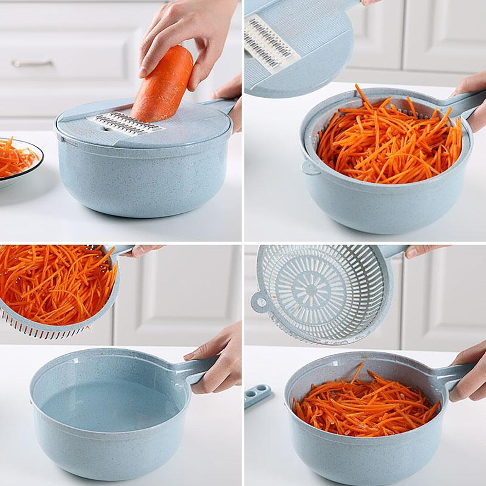 8 In 1 Mandoline Slicer Vegetable Slicer Potato Peeler Carrot Onion Grater With Strainer Vegetable Cutter Kitchen Accessories - TrendyPrime